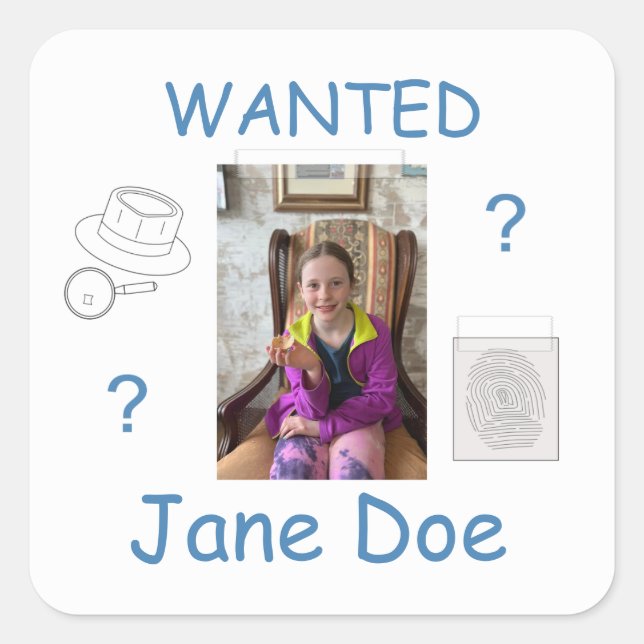 Pegatina Cuadrada Junta para la resolución de crímenes misteriosos (Anverso)