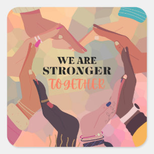 Pegatina Cuadrada Juntos Somos Más Fuertes Set de Stickers