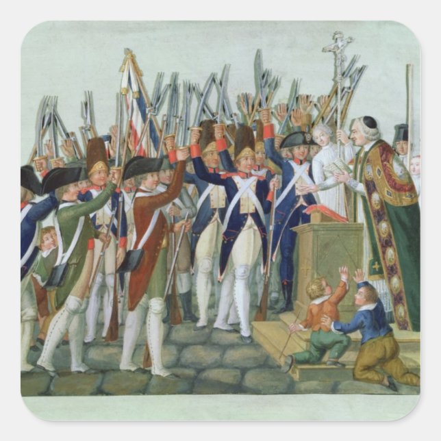 Pegatina Cuadrada Juramento de los distritos, febrero de 1790 (Anverso)