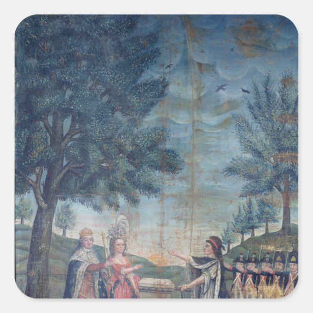 Pegatina Cuadrada Juramento del Rey, la Reina (Anverso)