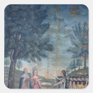 Pegatina Cuadrada Juramento del Rey, la Reina