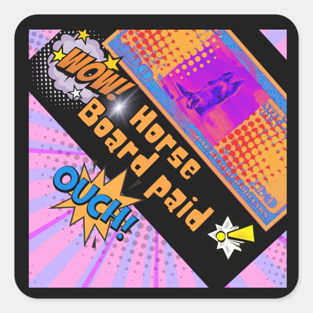 Pegatina Cuadrada jurel de wow pagado caballo$ (Anverso)
