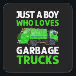 Pegatina Cuadrada Just A Boy Who Loves Garbage Trucks<br><div class="desc">Just A Boy Who Loves Garbage Trucks</div>