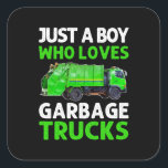 Pegatina Cuadrada Just A Boy Who Loves Garbage Trucks<br><div class="desc">Just A Boy Who Loves Garbage Trucks</div>