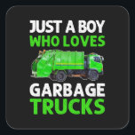 Pegatina Cuadrada Just A Boy Who Loves Garbage Trucks<br><div class="desc">Just A Boy Who Loves Garbage Trucks</div>