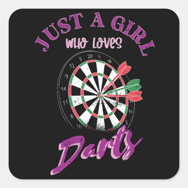 Pegatina Cuadrada Just A Girl Who Loves Darts (Anverso)
