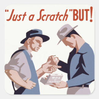 Pegatina Cuadrada "Just a Scratch" Poster de primeros auxilios