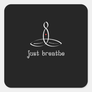 Pegatina Cuadrada Just Breathe - Estilo de la fantasía blanca
