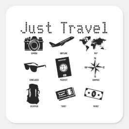 Pegatina Cuadrada Just travel - travel icons