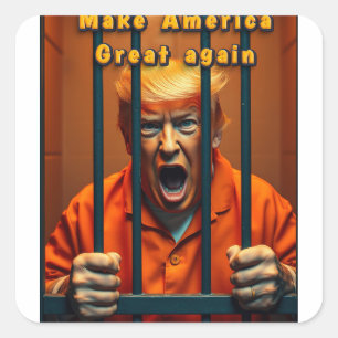 Pegatina Cuadrada Justicia MAGA Trump Apoyo a Kamala Walz Humor grac