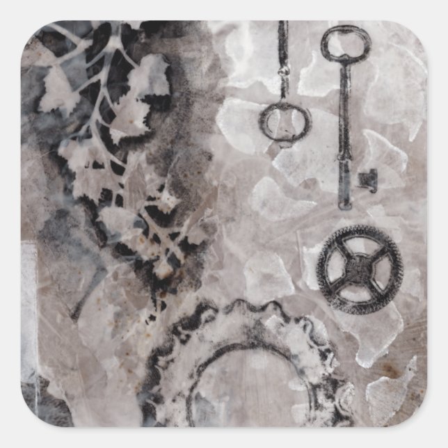 Pegatina Cuadrada Juxtaposición II (Anverso)