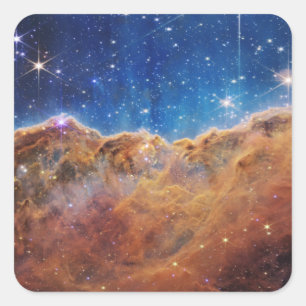 Pegatina Cuadrada JWST James Webb Telescopio Espacial Acantilados Có