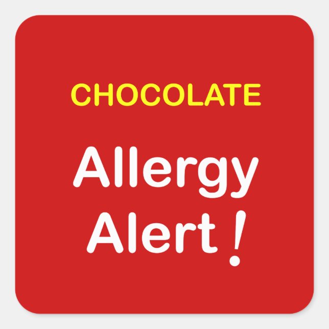 Pegatina Cuadrada k1 - Alerta alérgica - CHOCOLATE. (Anverso)