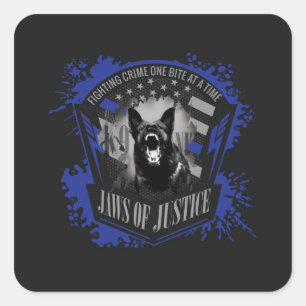 Pegatina Cuadrada K-9 unidad - mandíbulas de la justicia