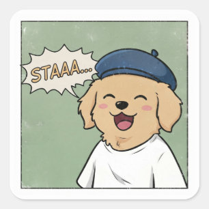 Pegatina Cuadrada K-Pop STAAA Cachorro Callejero Chiste Interno Fand