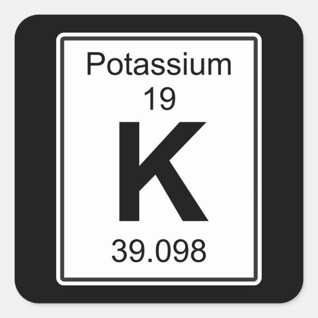 Pegatina Cuadrada K - Potasio (Anverso)