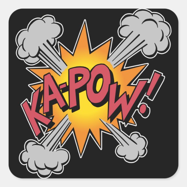 Pegatina Cuadrada ¡KA-POW! Gráfico de Cómic (Anverso)