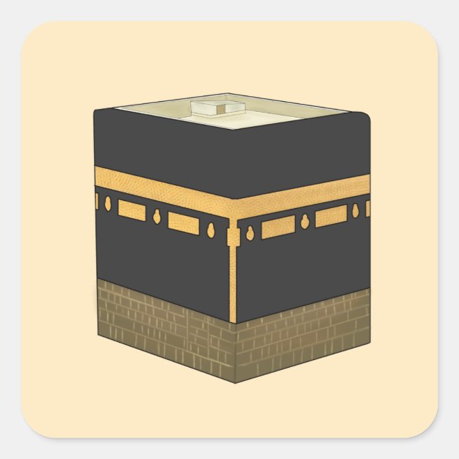 Pegatina Cuadrada Kaaba - Kaabah ك Hæ- el Drag. (Anverso)