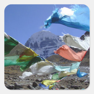 Pegatina Cuadrada Kailash, montaña santa, Tíbet - Himalaya
