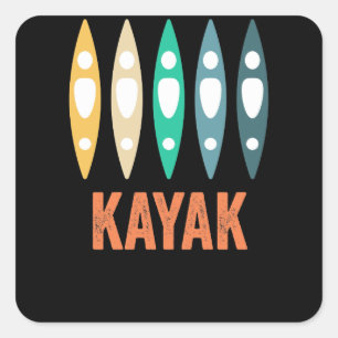Pegatina Cuadrada Kajaks derechos del kajak con la luz del regalo