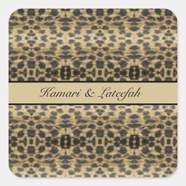 Pegatina Cuadrada KaleidoCheetah, personalizado (Anverso)