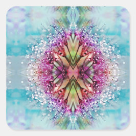 Pegatina Cuadrada Kaleidoscope: Resumen de arte floral