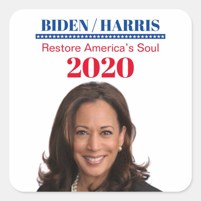 Pegatina Cuadrada Kamala Harris (Anverso)