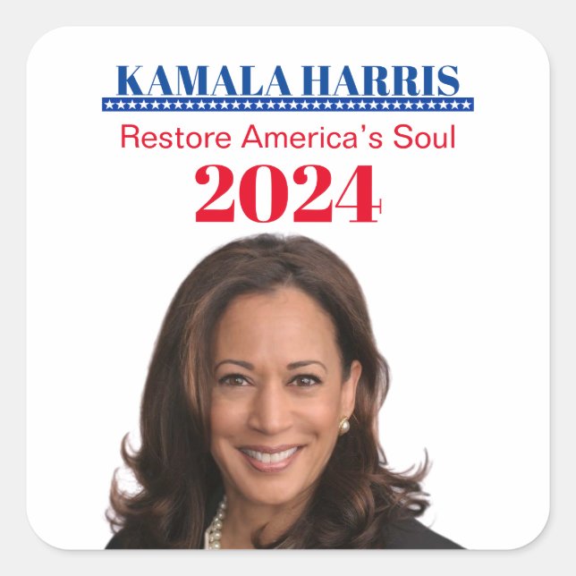 Pegatina Cuadrada Kamala Harris (Anverso)