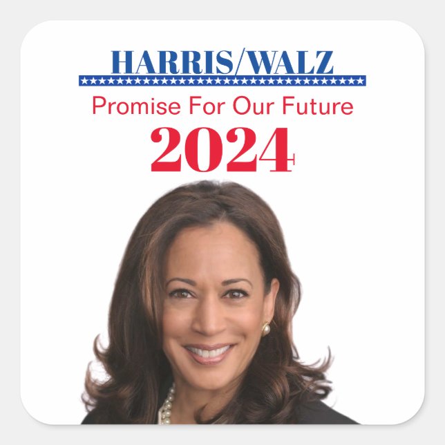 Pegatina Cuadrada Kamala Harris (Anverso)