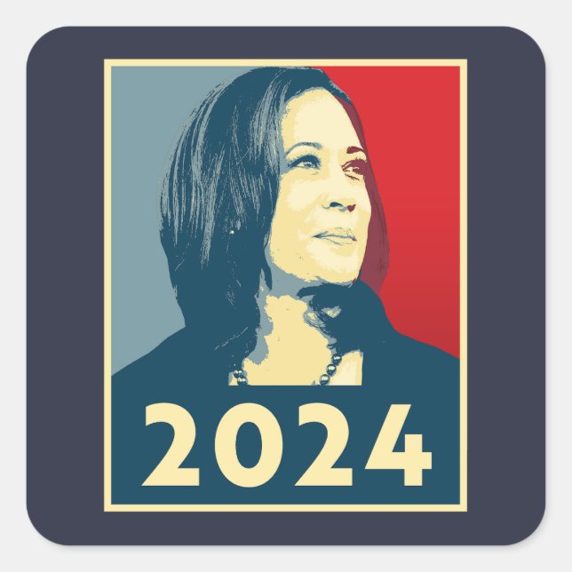 Pegatina Cuadrada Kamala Harris 2024 (Anverso)