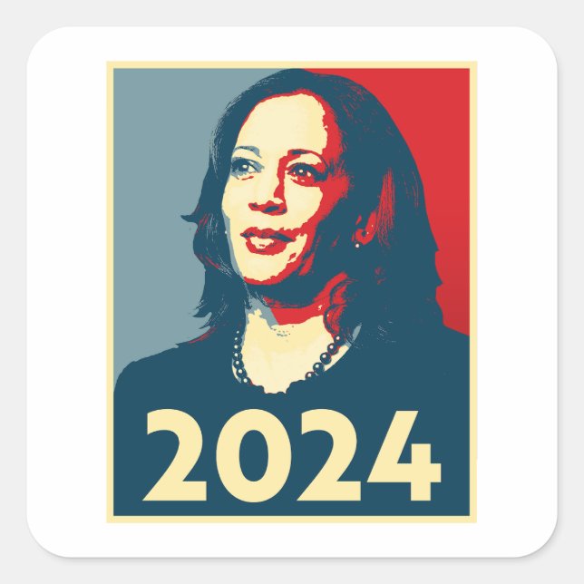 Pegatina Cuadrada Kamala Harris 2024 (Anverso)