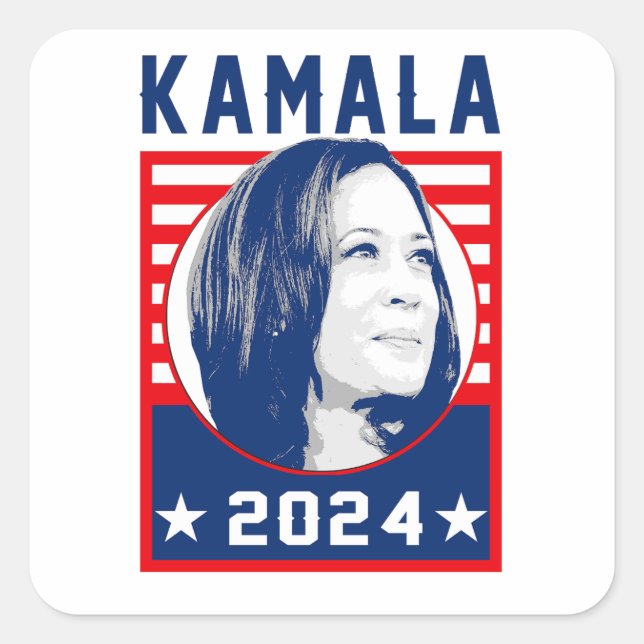 Pegatina Cuadrada Kamala Harris 2024 (Anverso)