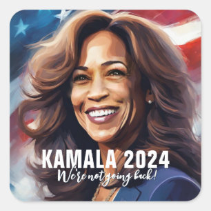 Pegatina Cuadrada Kamala Harris 2024 No va a regresar el arte gráfic