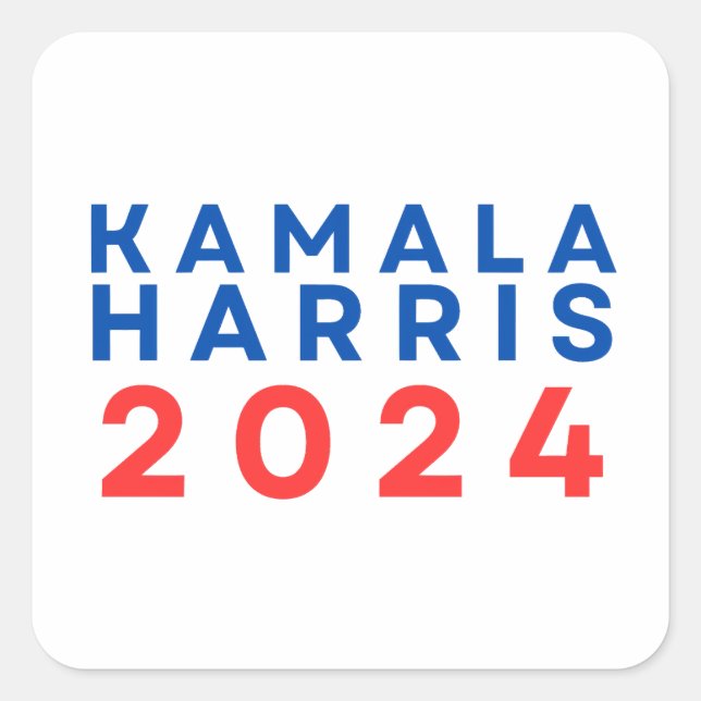 Pegatina Cuadrada Kamala Harris 2024 Pegatinas de las elecciones pre (Anverso)