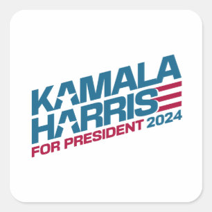 Pegatina Cuadrada Kamala Harris 2024 por campaña electoral presidenc