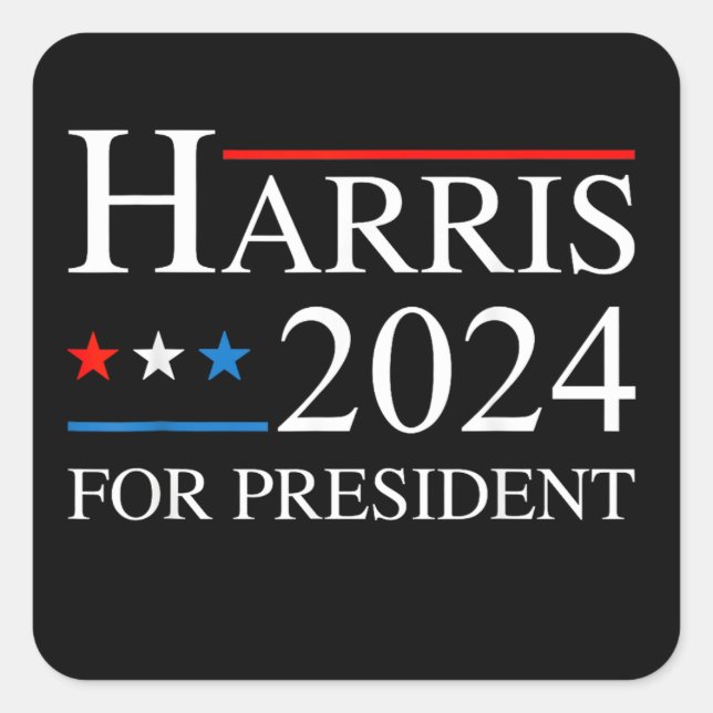 Pegatina Cuadrada Kamala Harris 2024 Por El Presidente (Anverso)