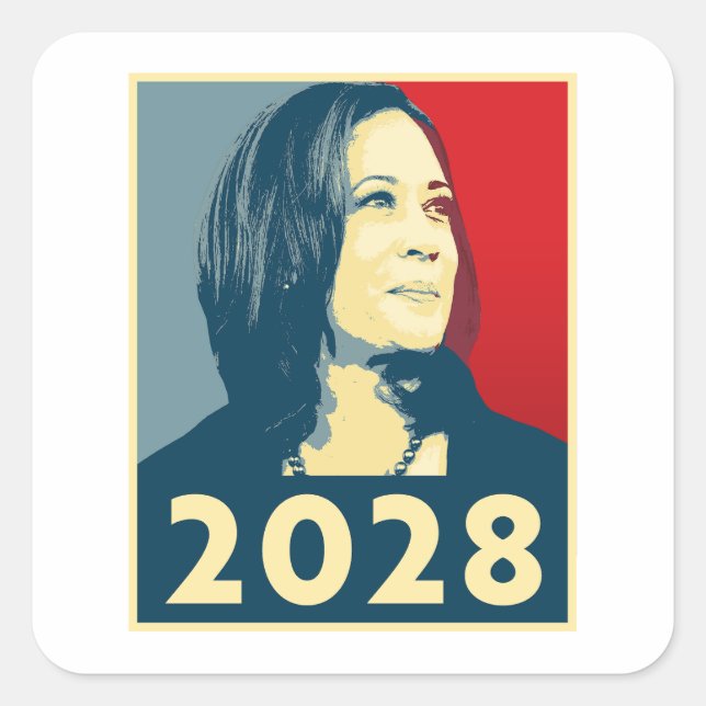 Pegatina Cuadrada Kamala Harris 2028 Hope (Anverso)