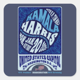 Pegatina Cuadrada Kamala Harris 20 de enero de inauguración 2025