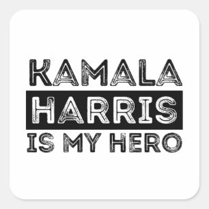 Pegatina Cuadrada Kamala Harris es mi héroe - Presidente 2024