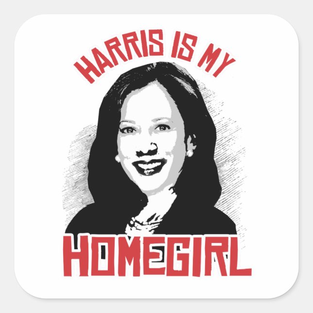 Pegatina Cuadrada Kamala Harris es mi Homegirl - (Anverso)
