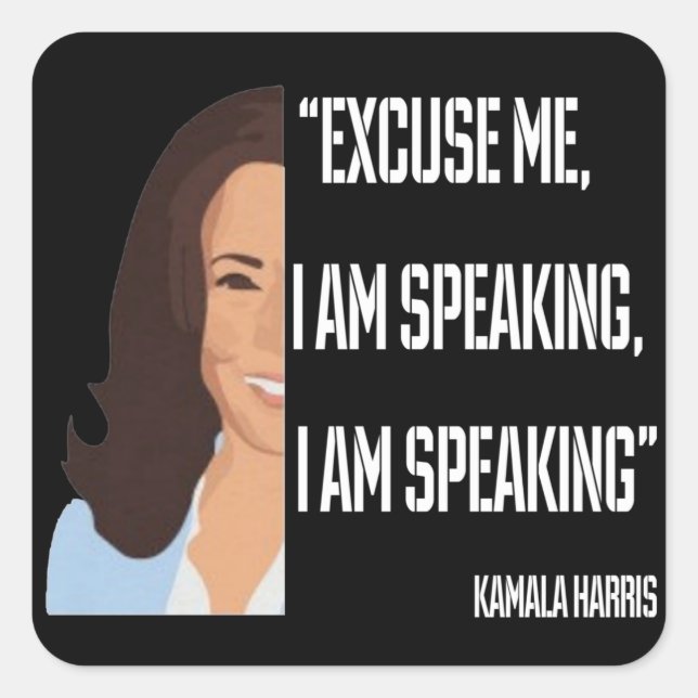 Pegatina Cuadrada Kamala Harris Estoy hablando (Anverso)