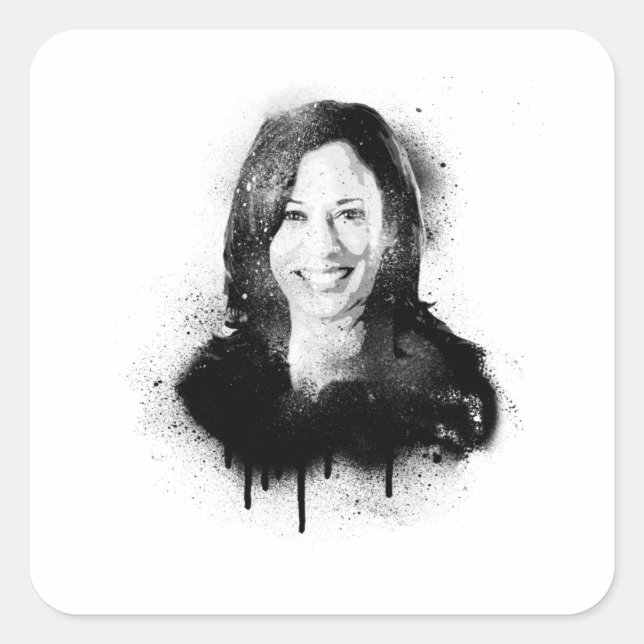 Pegatina Cuadrada Kamala Harris Graffiti Art (Anverso)