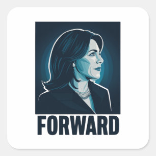 Pegatina Cuadrada Kamala Harris hacia adelante elecciones presidenci