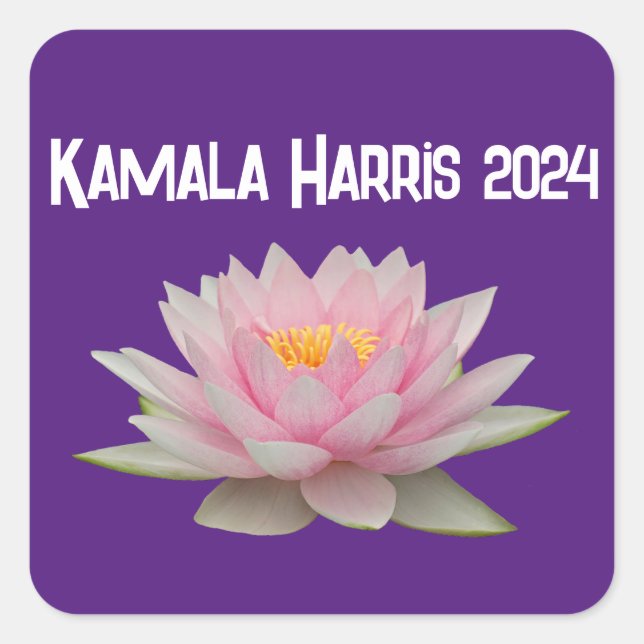 Pegatina Cuadrada Kamala Harris Lotus 2024 (Anverso)