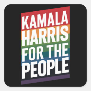 Pegatina Cuadrada Kamala Harris obsequio de cortesía de lesbianas, g