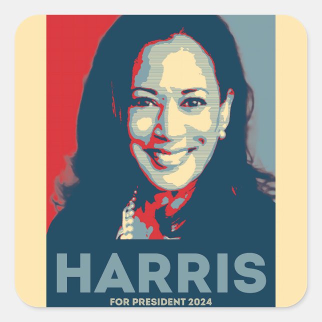 Pegatina Cuadrada Kamala Harris Por La Presidencia 2024 - Esperanza (Anverso)