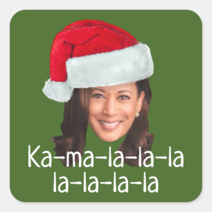 Pegatina Cuadrada Kamala Santa Hat - Biden Harris 2020 vacaciones di