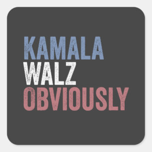 Pegatina Cuadrada Kamala Walz Obviamente, día de elecciones 2024