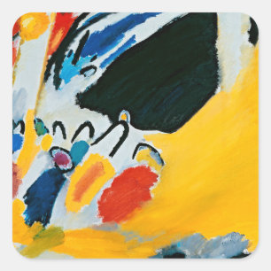 Pegatina Cuadrada Kandinski Impresión III Concierto Pintura Abstract