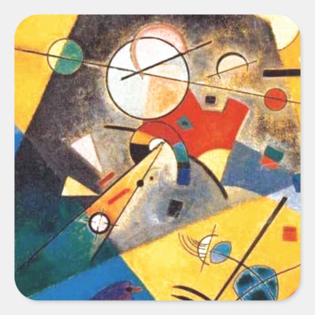 Pegatina Cuadrada Kandinsky Armonía silenciosa Resumen Arte (Anverso)